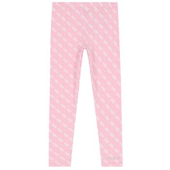 Girls Pink Logo Leggings