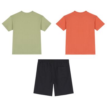 Boys Green, Orange & Black Shorts Set