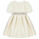 Girls Ivory & Silver Embellished Dress, 1, hi-res