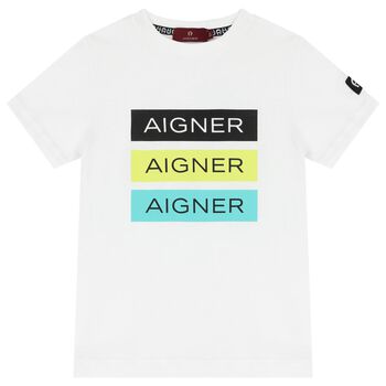 Aigner Boys White Logo T-Shirt, 1 Boys White Logo T-Shirt