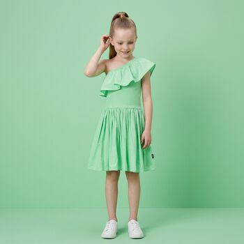 Girls Green Ruffled Dress
