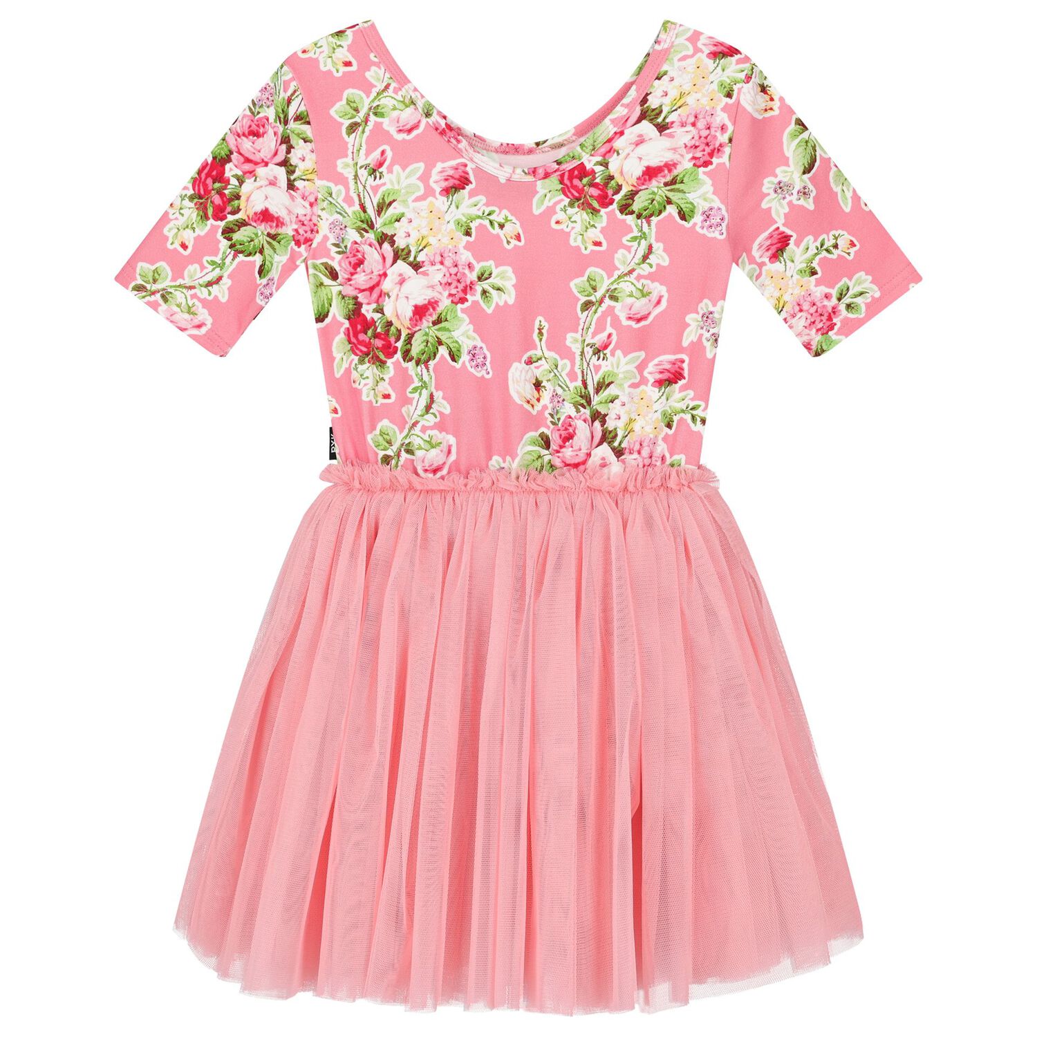 Girls Pink Floral Tulle Dress, 2, hi-res image number null