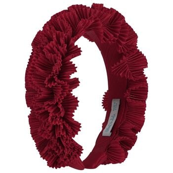 Girls Red Pleated Ruffled Headband