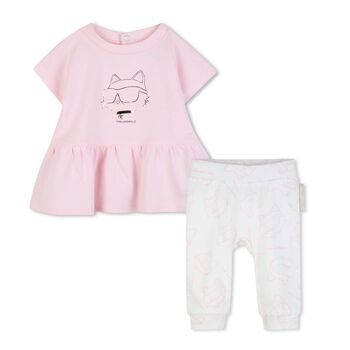Baby Girls Pink & White Leggings Set