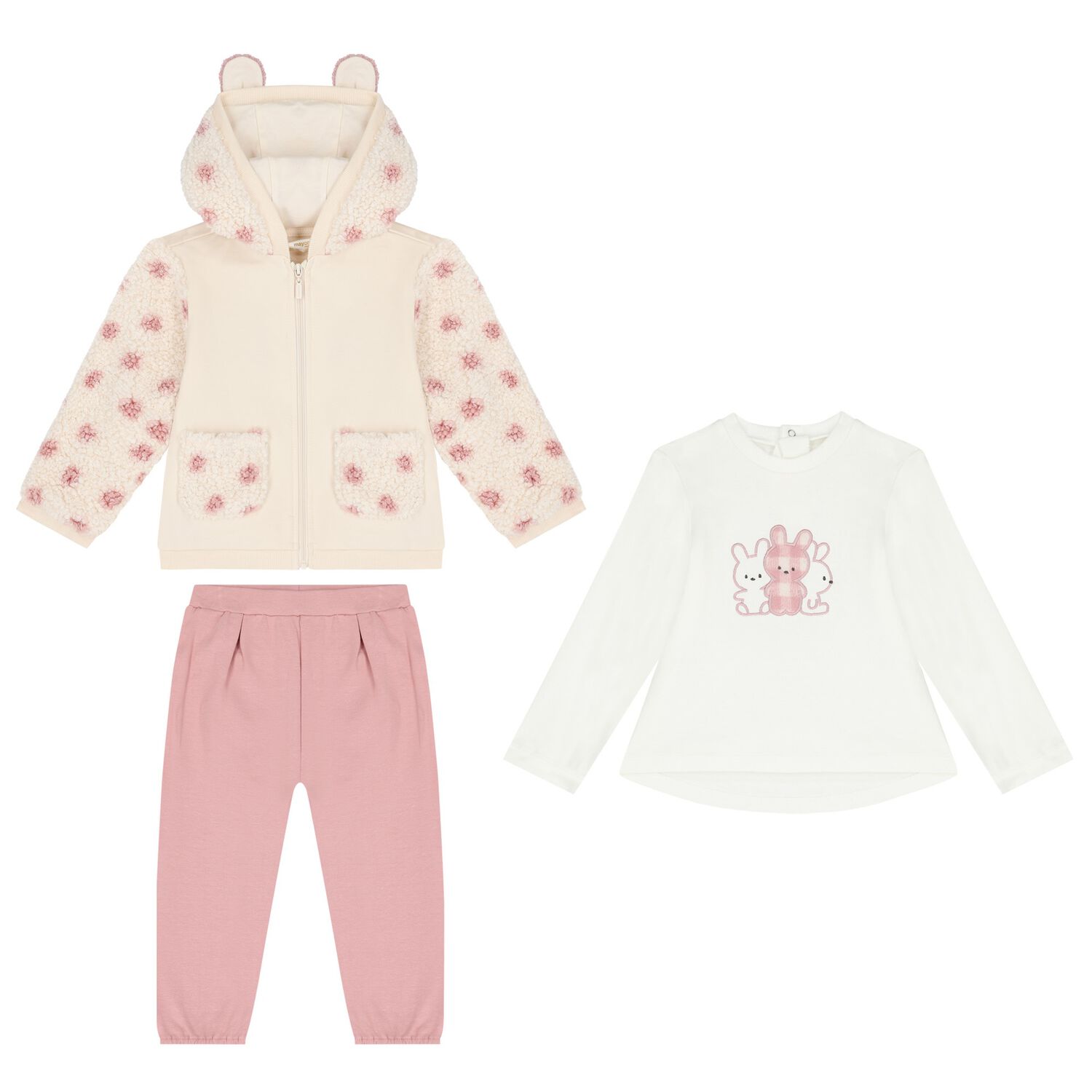 Baby Girls Pink & White Tracksuit (3 Piece), 1, hi-res image number null