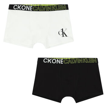 Boys Black & White Logo Boxer Shorts ( 2-Pack )Ã‚Â 