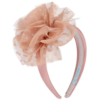 Girls Pink Tulle Flower Hairband