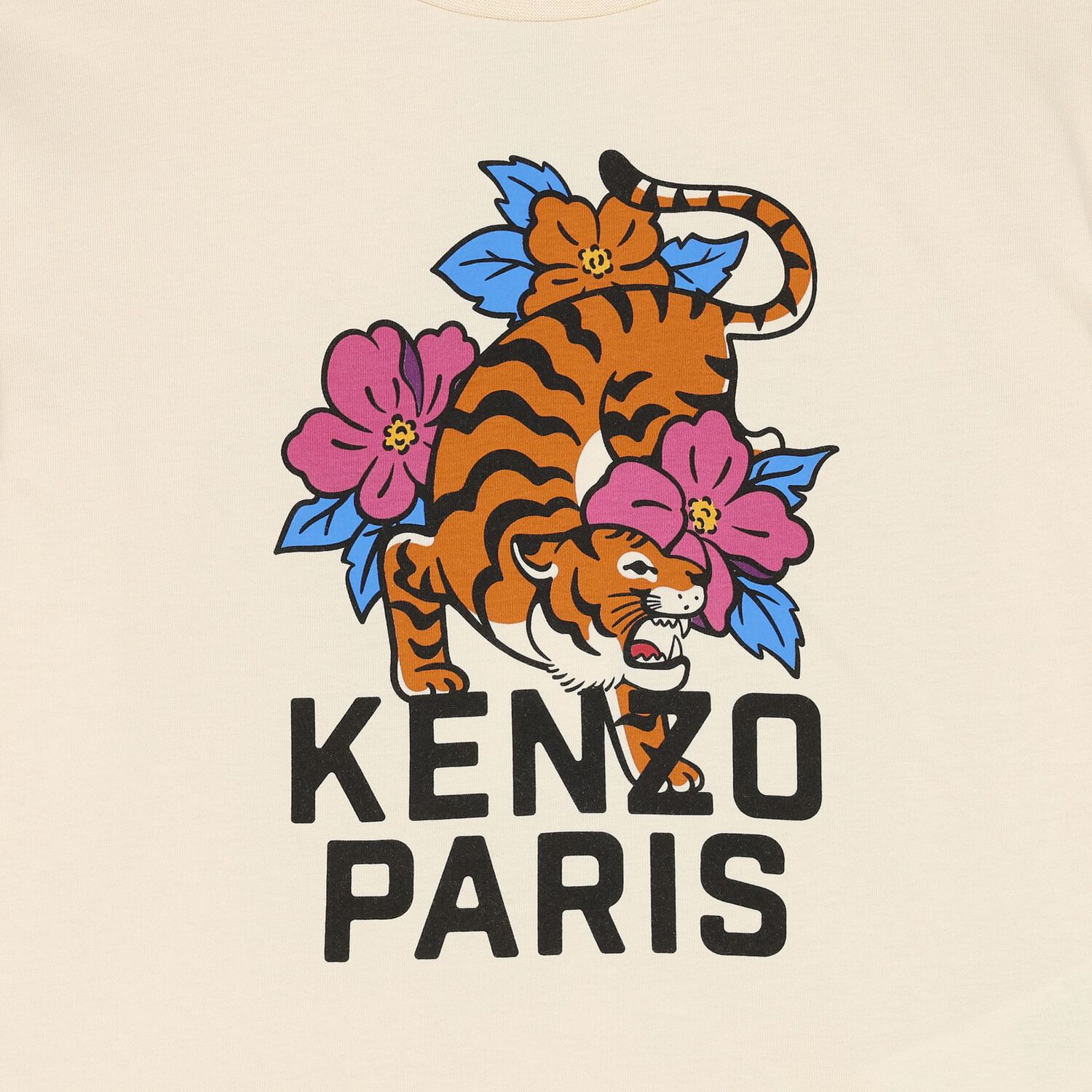 Girls Ivory Tiger Logo Long Sleeve Top, 1, hi-res