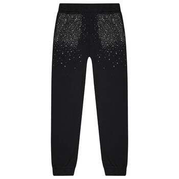 Girls Black Embellished Joggers