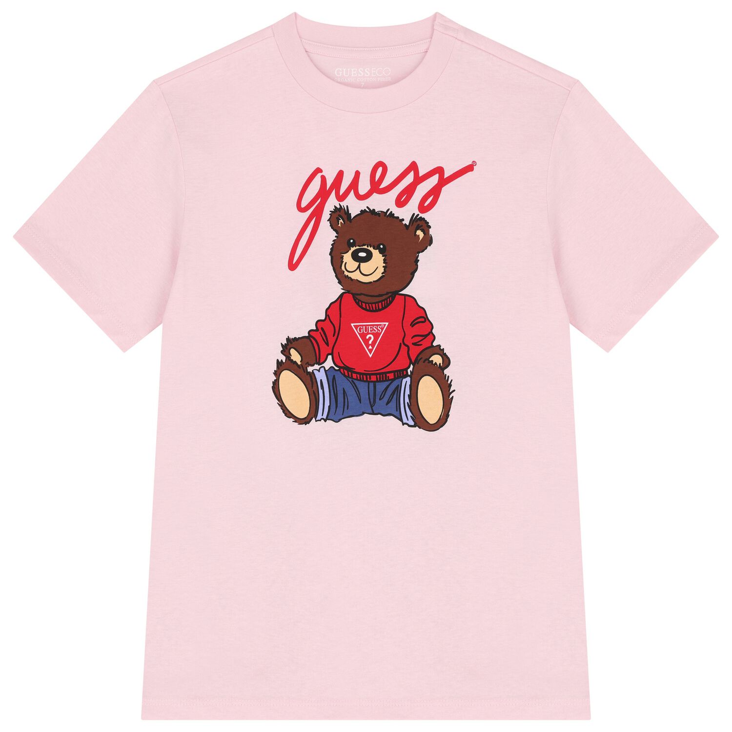 Girls Pink Teddy Bear Logo T-Shirt, 1, hi-res