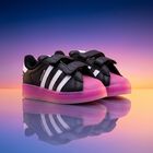 Girls Black & Pink Superstar Led Lights Trainers, 1, hi-res