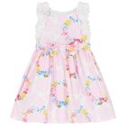 Girls Pink Ruffled Floral Dress, 1, hi-res