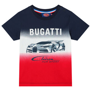 Younger Boys Navy, White & Red Logo T-Shirt