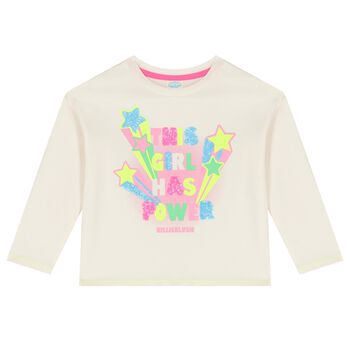 Girls Ivory Sequins Long Sleeve Top