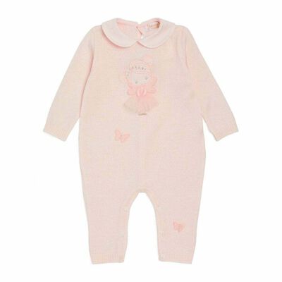 Baby Girls Pink Knit Babygrow