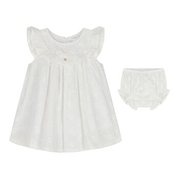 Baby Girls White Broderie Anglaise Dress Set