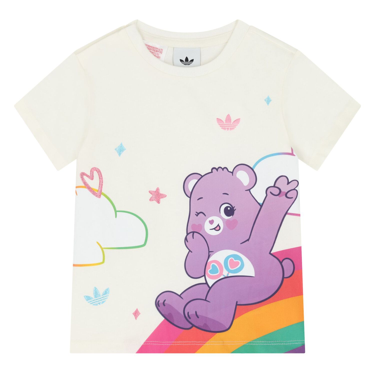 Younger Girls Ivory & Black Care Bears Shorts Set, 1, hi-res