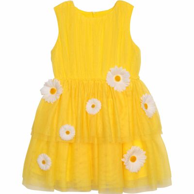 Girls Yellow Tulle Daisy Dress