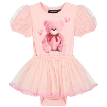 Baby Girls Pink Teddy Bear Tulle Dress