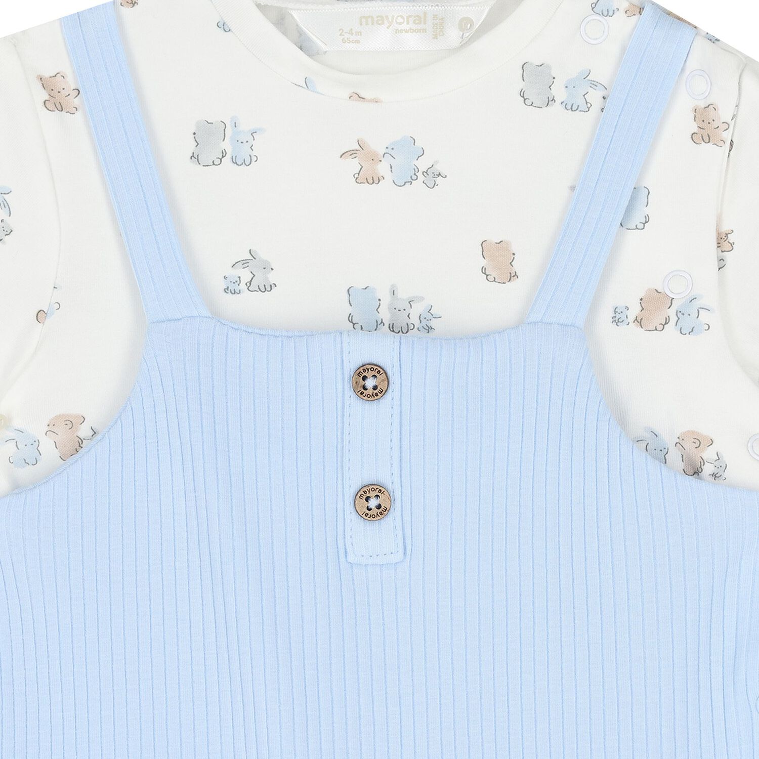 Blue & White Baby Boys Bunny Romper, 2, hi-res