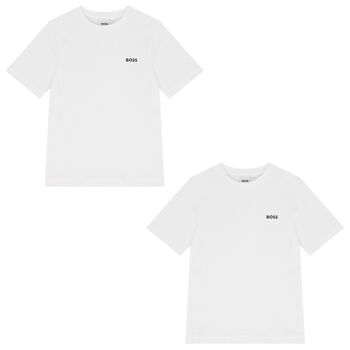Boys White Logo T-Shirts (2 Pack)