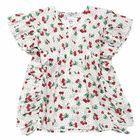 Girls White & Red Cherry Print Beach Dress, 1, hi-res