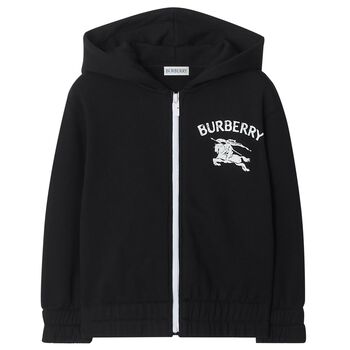 Boys Black EKD Logo Hooded Zip Up Top
