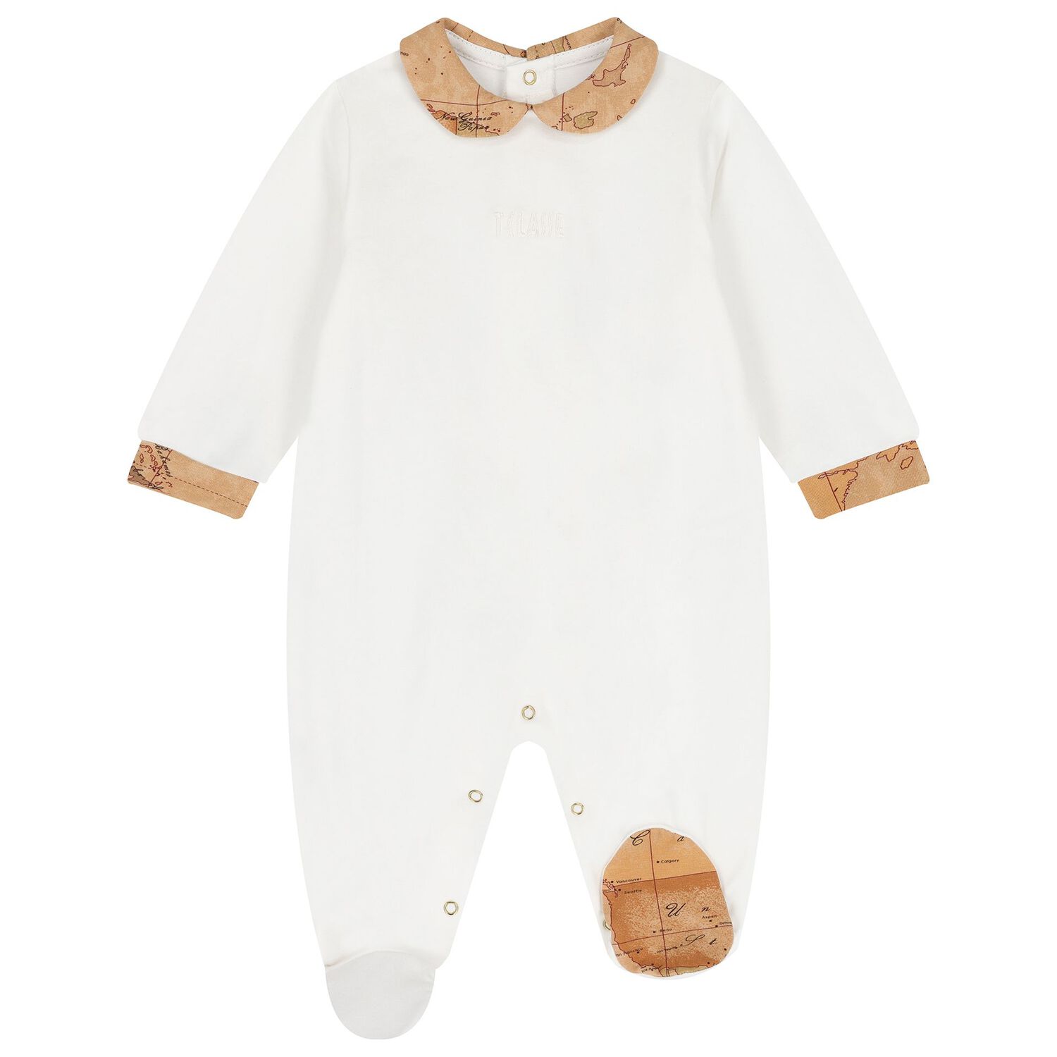 مجموعة هدايا ملابس الأطفال بنقشة خريطة جغرافية باللونين الأبيض والبيج, 3, hi-res