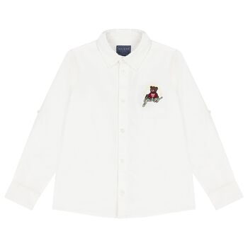 Guess Boys White Teddy Bear Logo Shirt, 1 Boys White Teddy Bear Logo Shirt