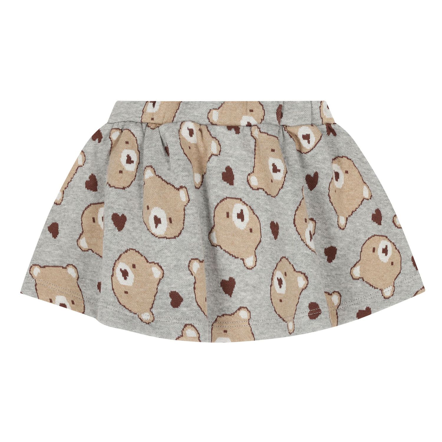 Younger Girls Grey Jacquard Teddy Bear Skirt, 1, hi-res