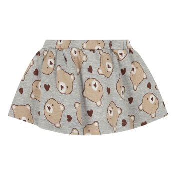 Younger Girls Grey Jacquard Teddy Bear Skirt