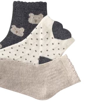 Younger Girls Grey, Ivory & Beige Socks ( 3 Pack )