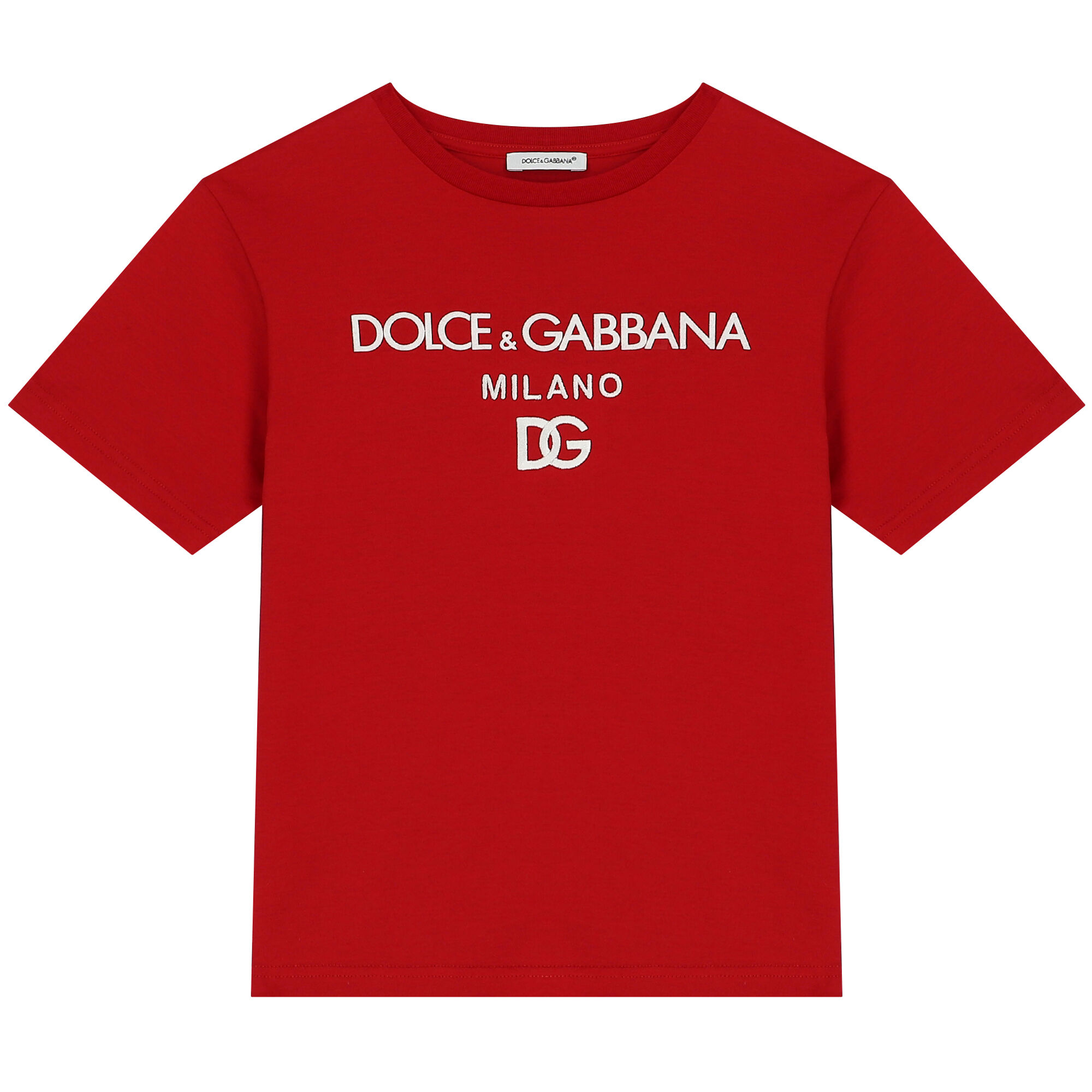 Dolce & Gabbana コットン DGメタリックロゴ Tシャツ レッド Dolce & Gabbana Red Logo T-Shirt | Junior Couture USA