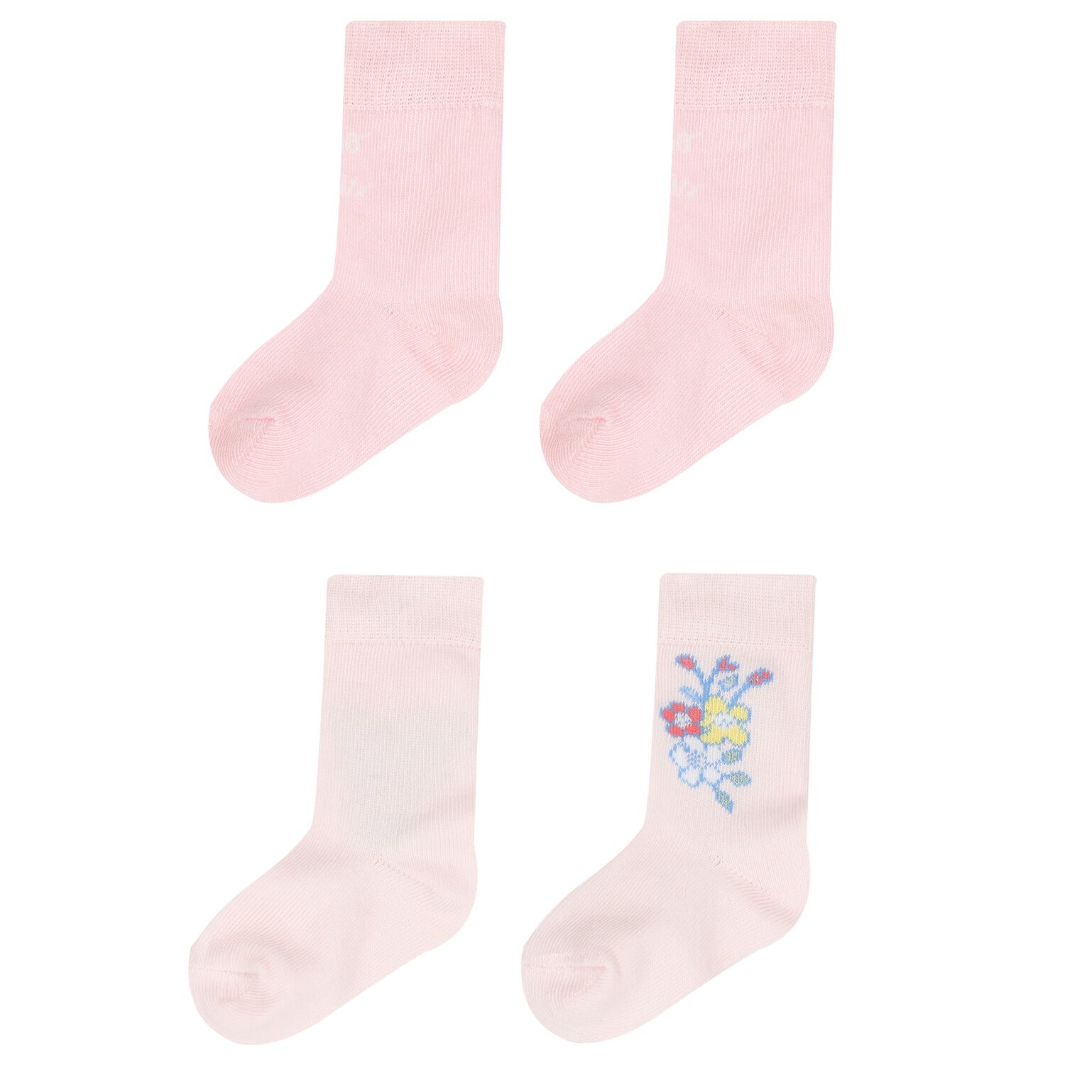 Baby Girls Pink Logo Socks ( 2-Pack ), 1, hi-res