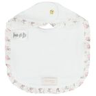 Baby Girls White Bow Bib, 1, hi-res