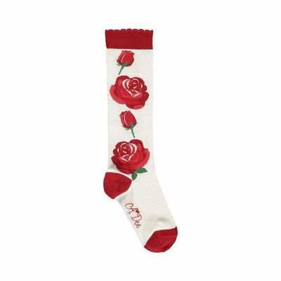 Girls White Rose Socks