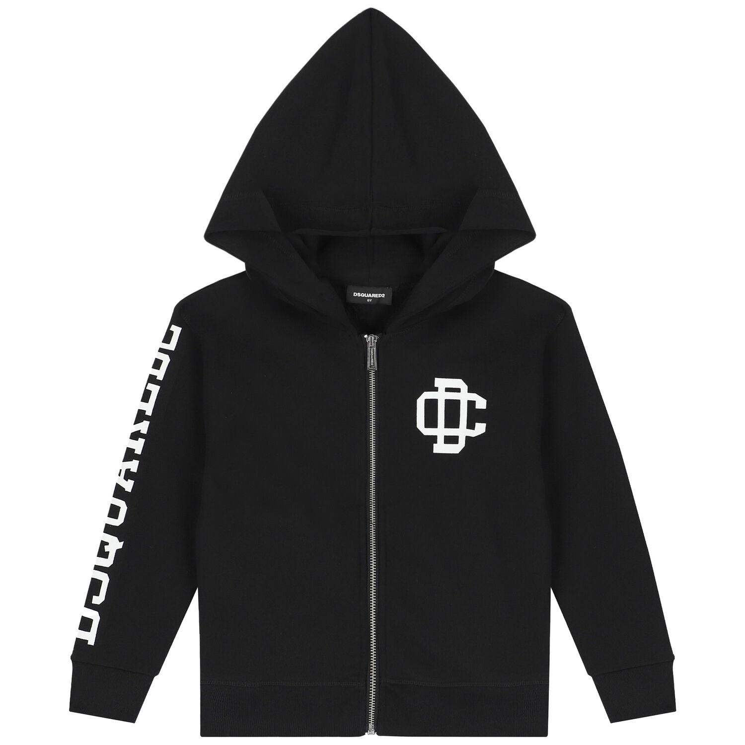 Black Logo Hooded Zip-Up Top, 1, hi-res image number null