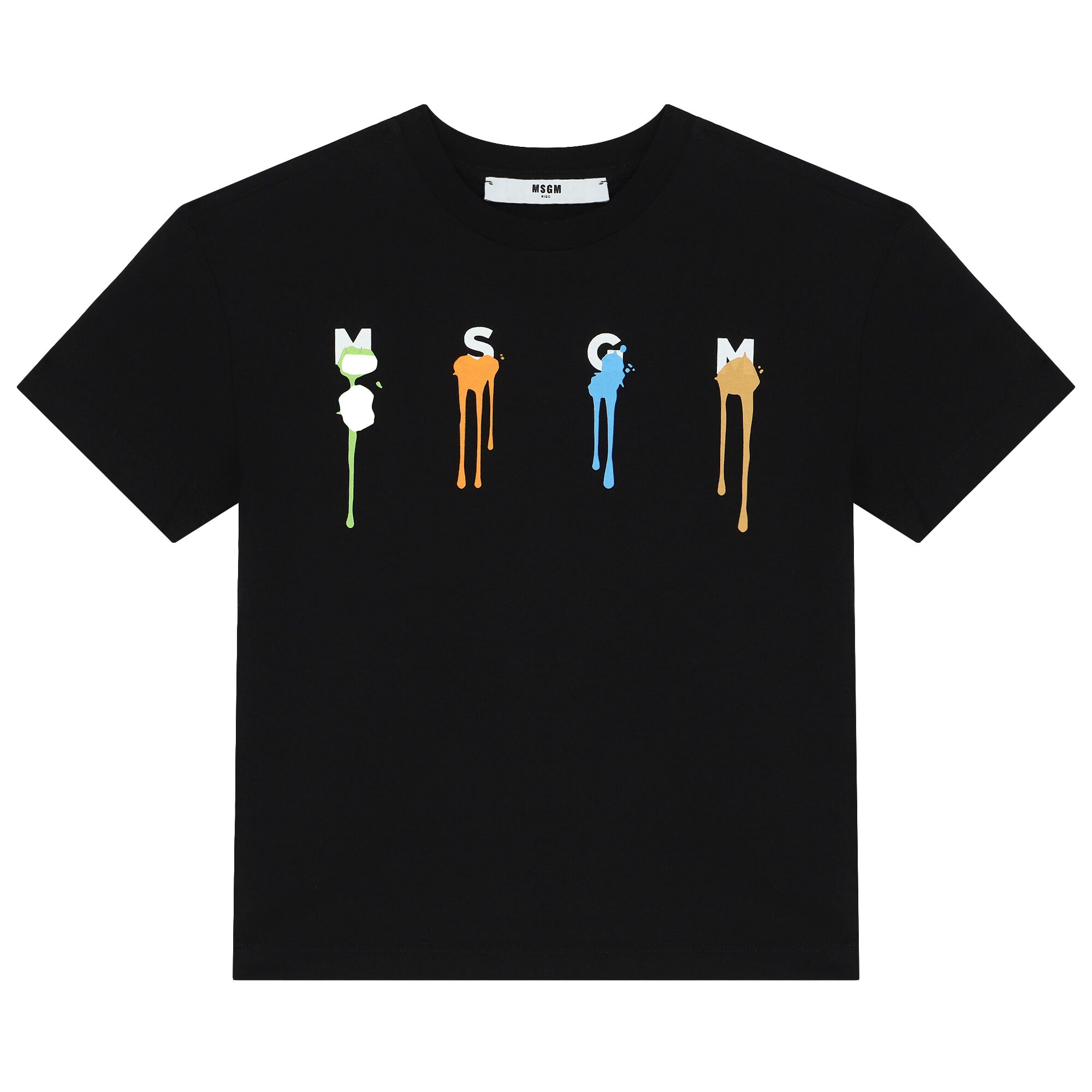 MSGM Boys Black Paint Splatter Logo T-Shirt | Junior Couture USA