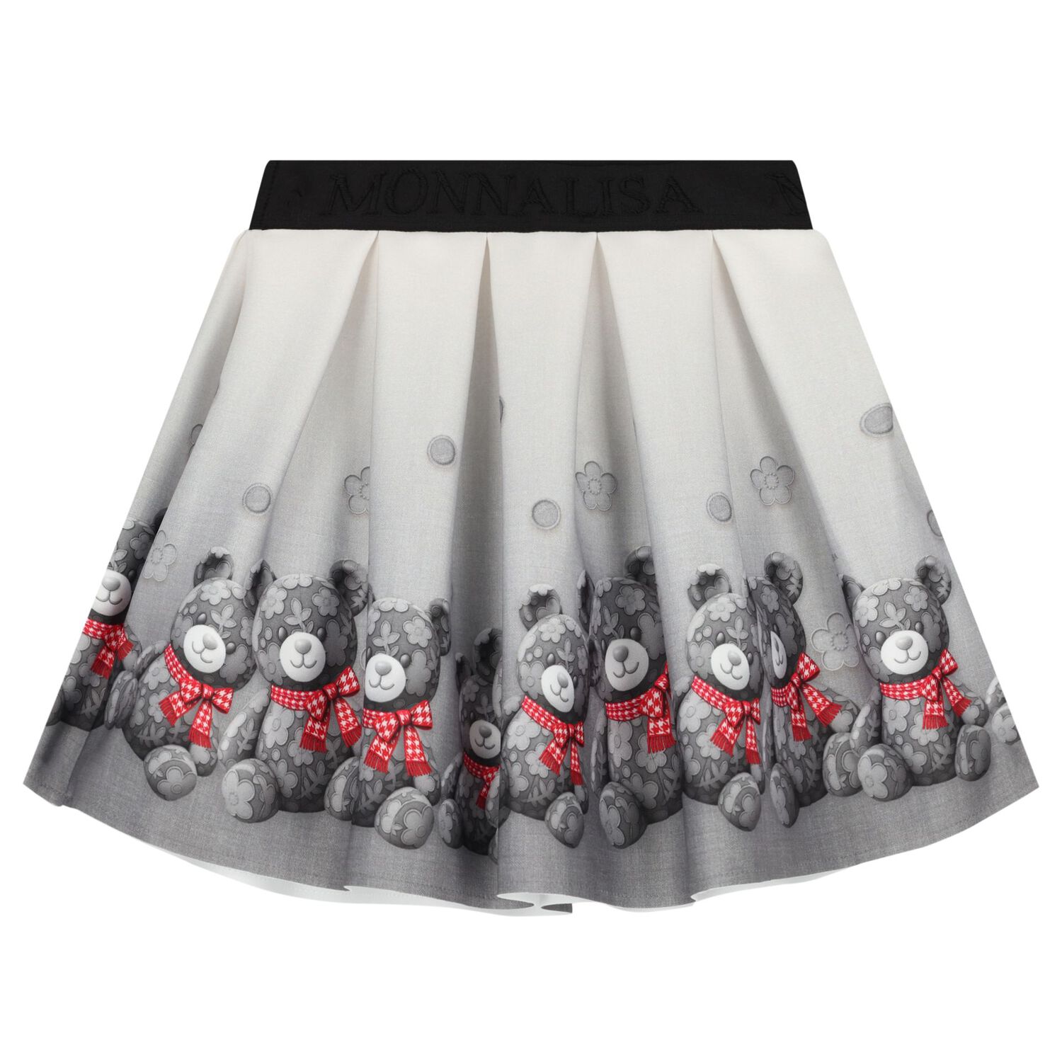 Girls Ivory & Grey Teddy Bear Skirt Set, 1, hi-res