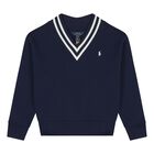 Girls Navy Blue Logo Sweatshirt, 1, hi-res