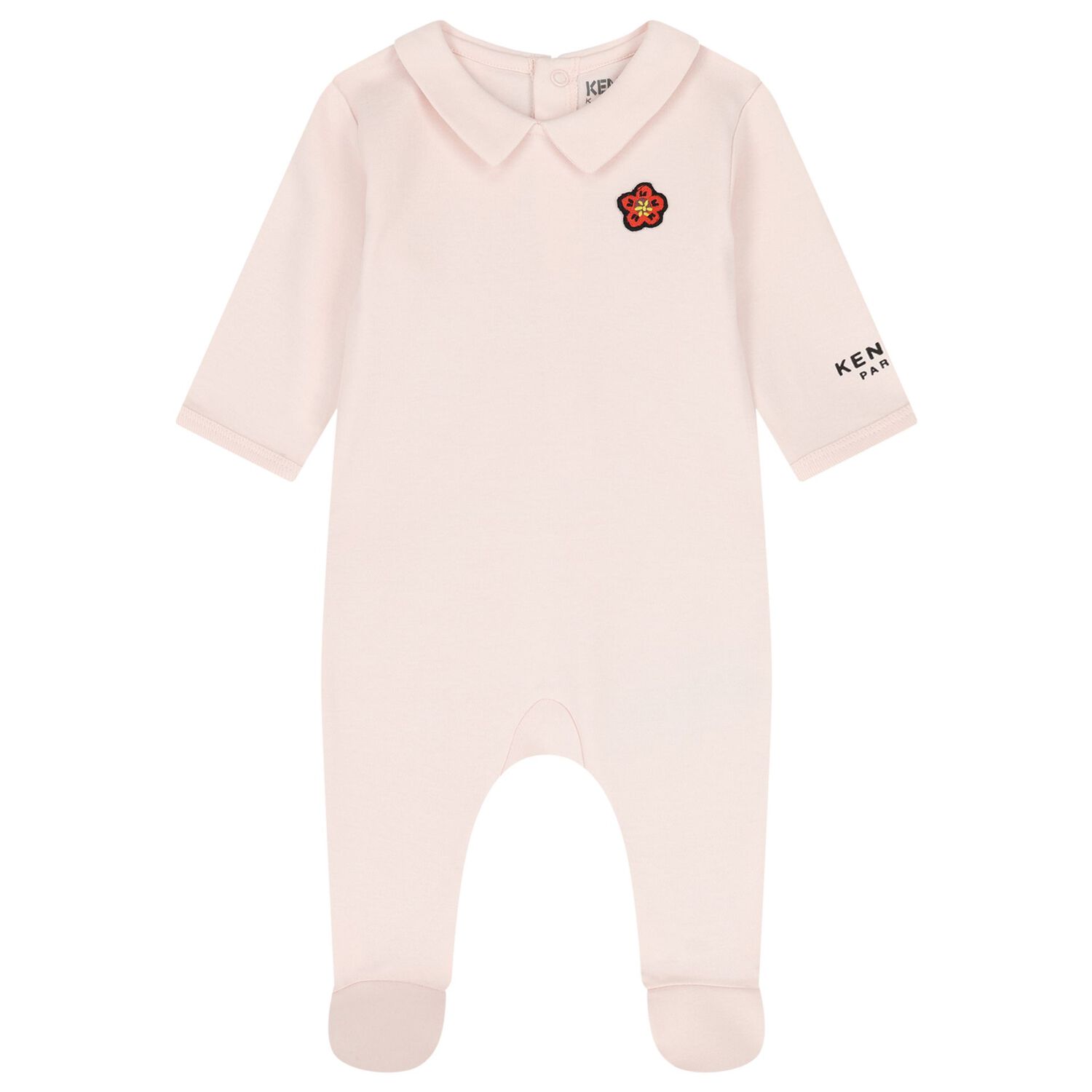 Baby Girls Beige & Pink Boke Flower Babygrows ( 2 Pack ) , 1, hi-res