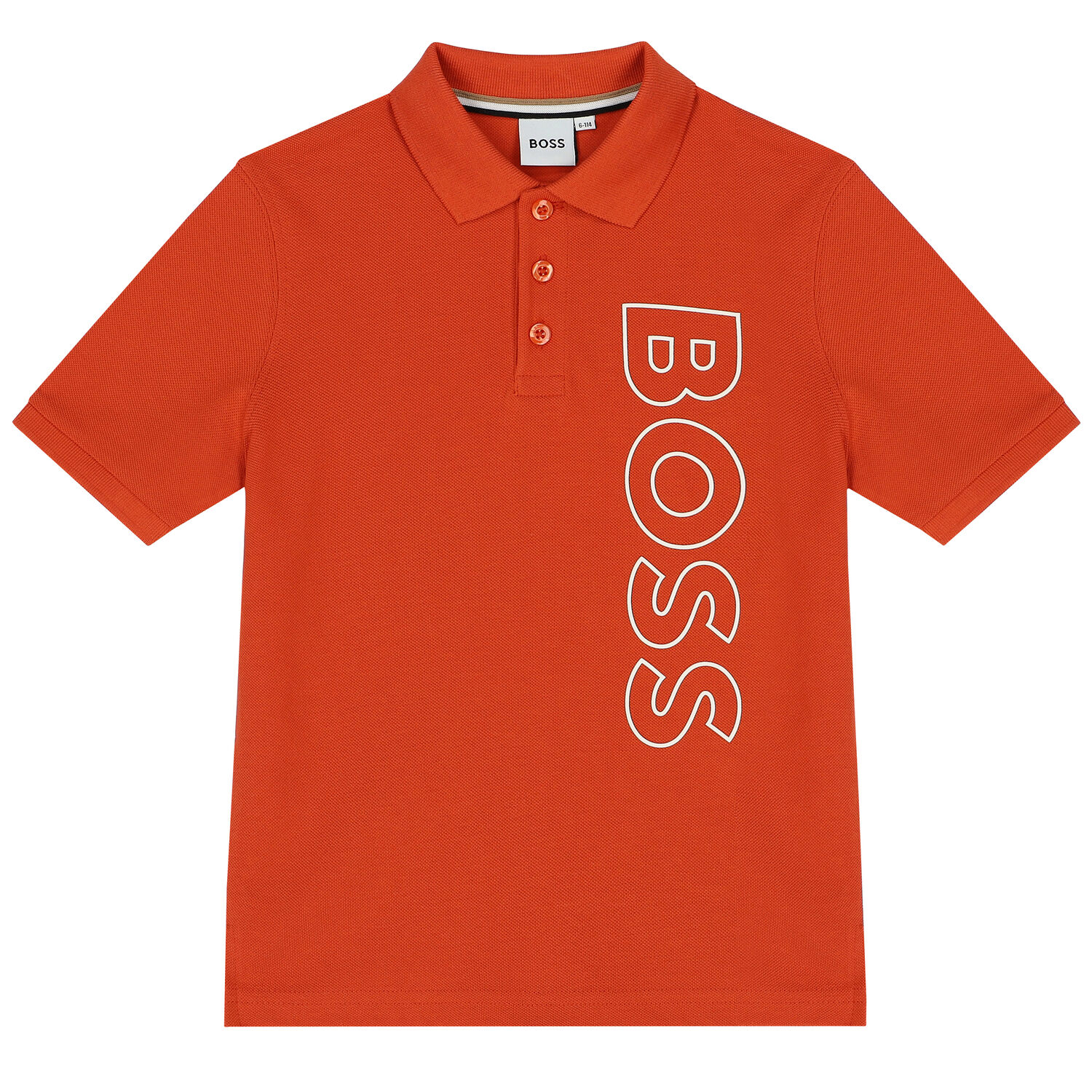 تيشيرت بولو أولاد بالشعار باللون البرتقالى, 1, hi-res image number null