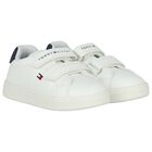 Boys White Logo Trainers, 1, hi-res