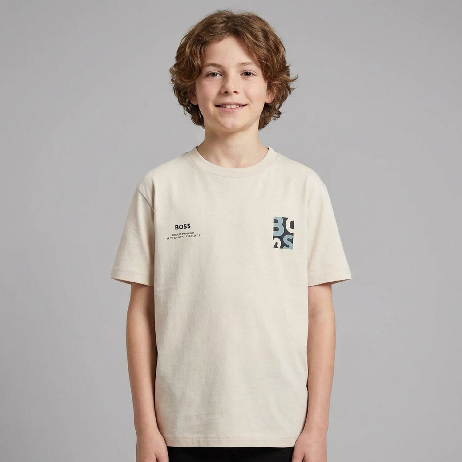 Boys Beige Logo T-Shirt, 2, hi-res