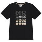 Boys Black Logo T-Shirt, 4, hi-res