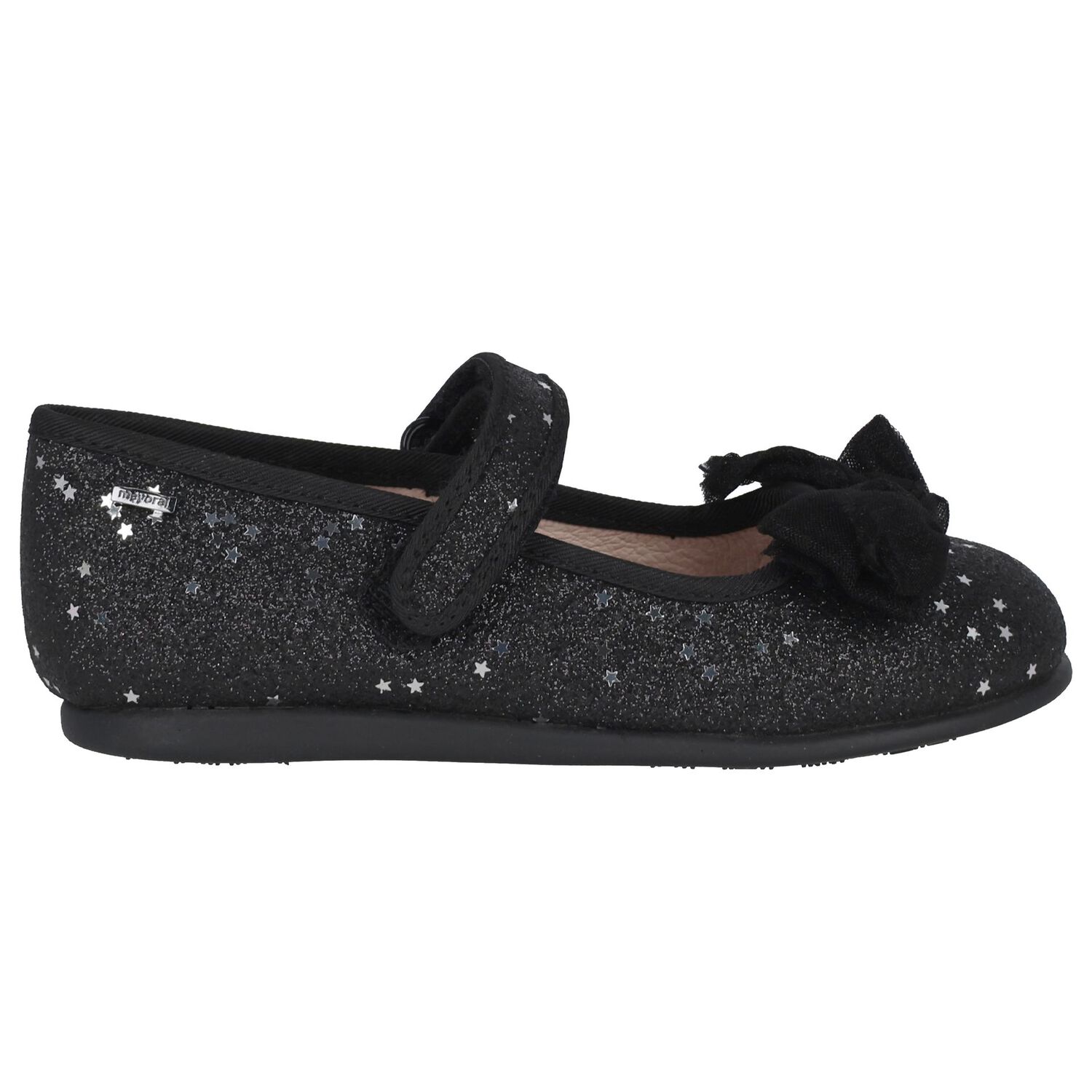 Younger Girls Black Bow Shoes, 2, hi-res image number null