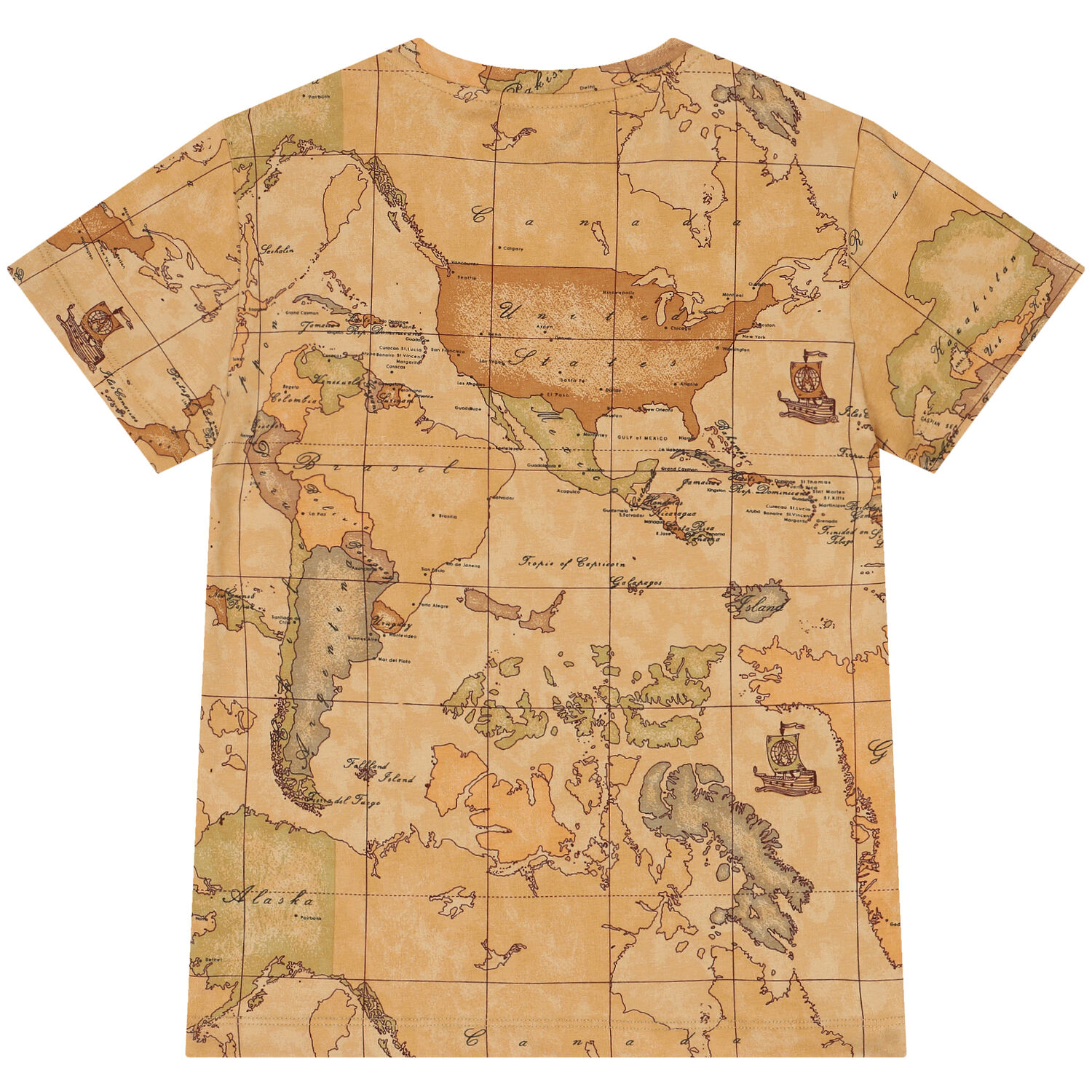 Boys Beige Geo Map Logo T-Shirt, 1, hi-res image number null