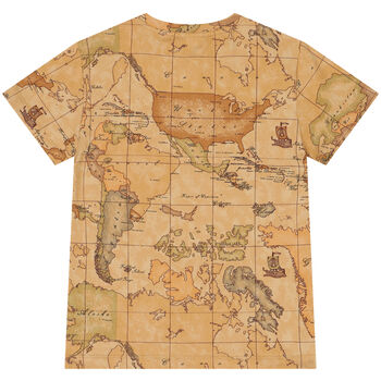 Boys Beige Geo Map Logo T-Shirt