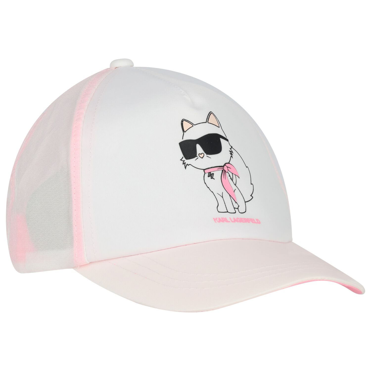 Girls White & Pink Choupette Cap, 1, hi-res