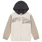 Boys Beige Hooded Tracksuit Set, 1, hi-res